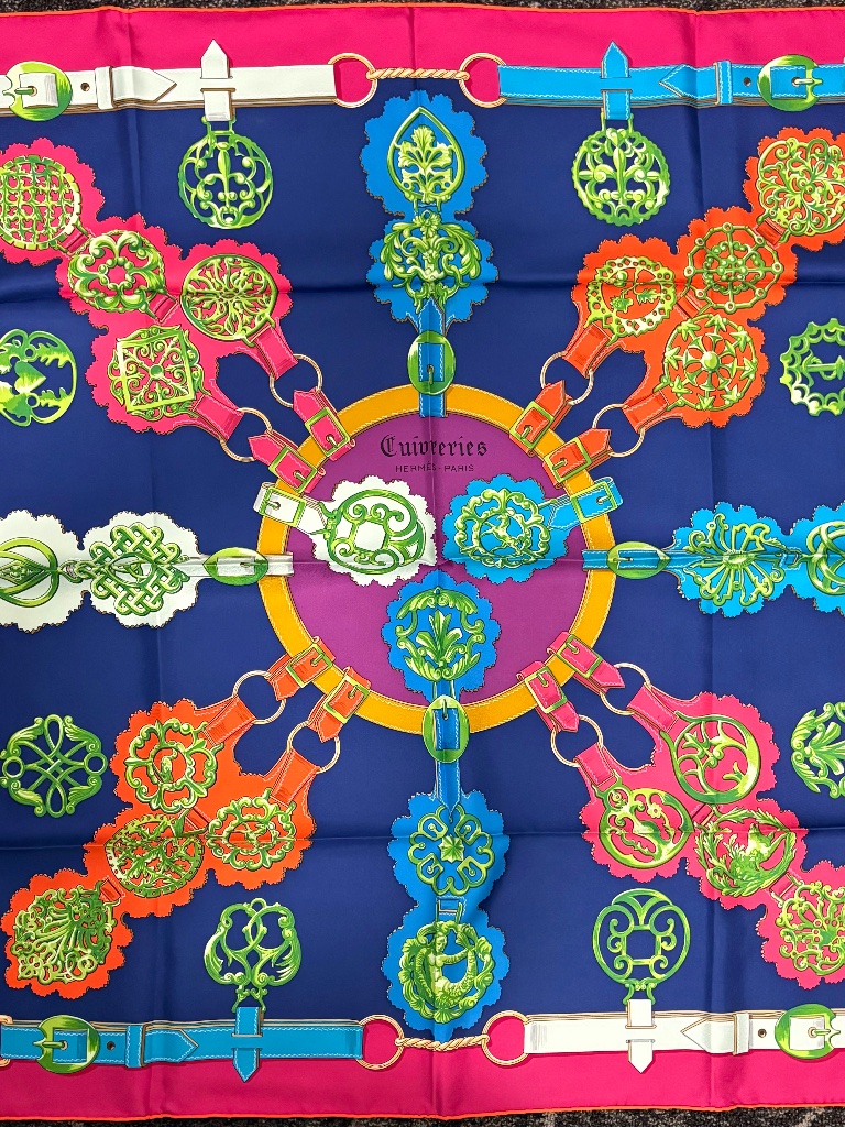 Hermes ‘Cuivreries’ Carre 90 Cms 100% Silk Scarf